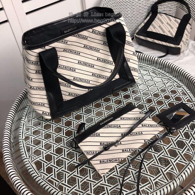 Balenciaga女包 巴黎世家最新款斜條紋字帆布包 Balenciaga斜條紋字新版一行字 中號手提包  csbl1181